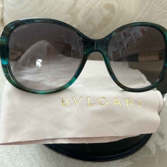 Bulgari Green and Black Sunglasses